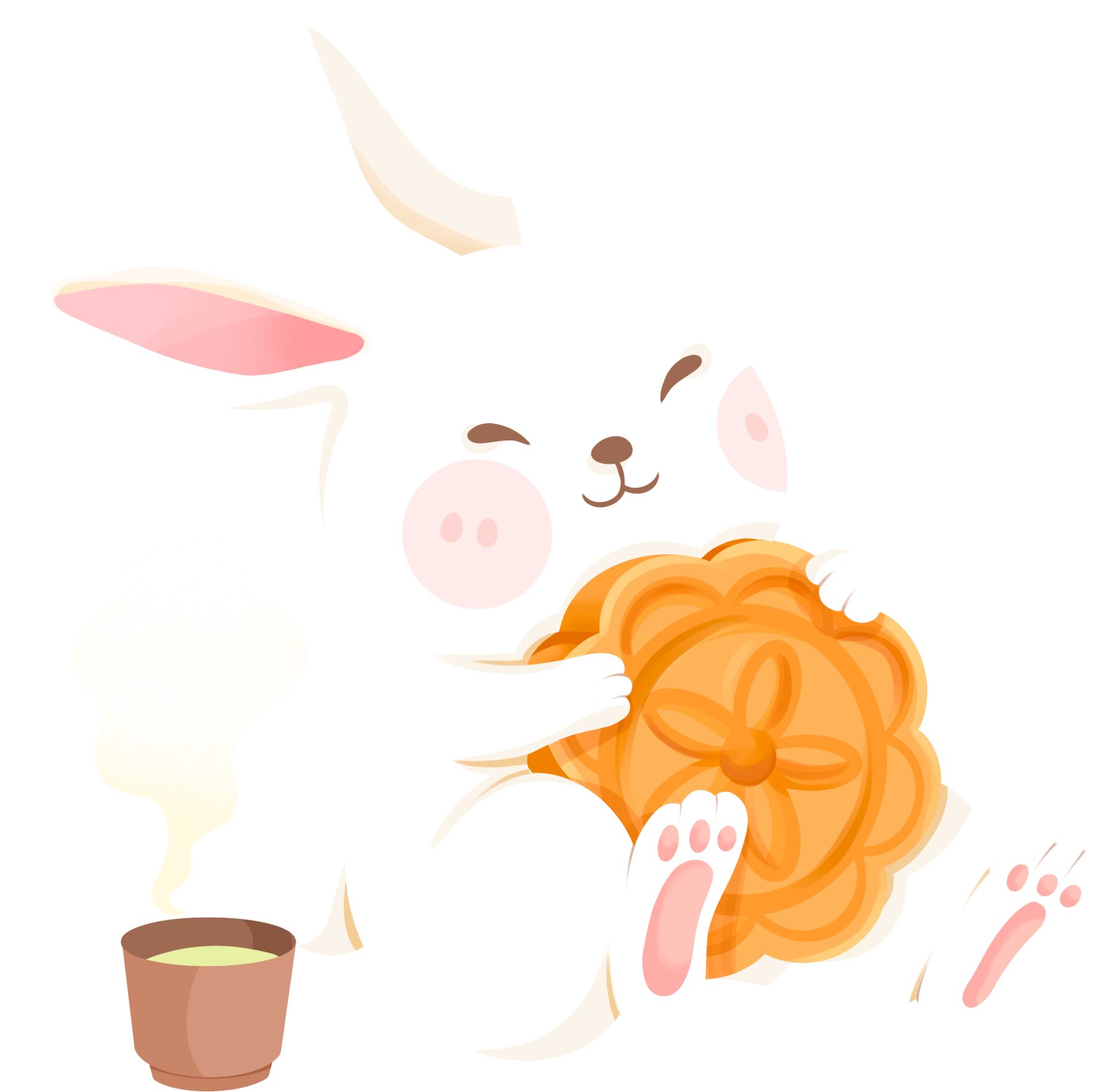 一只兔子抱着月饼图片插画画如何制作?