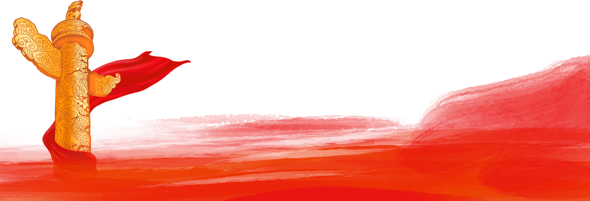 华表红色底PNG插画素材