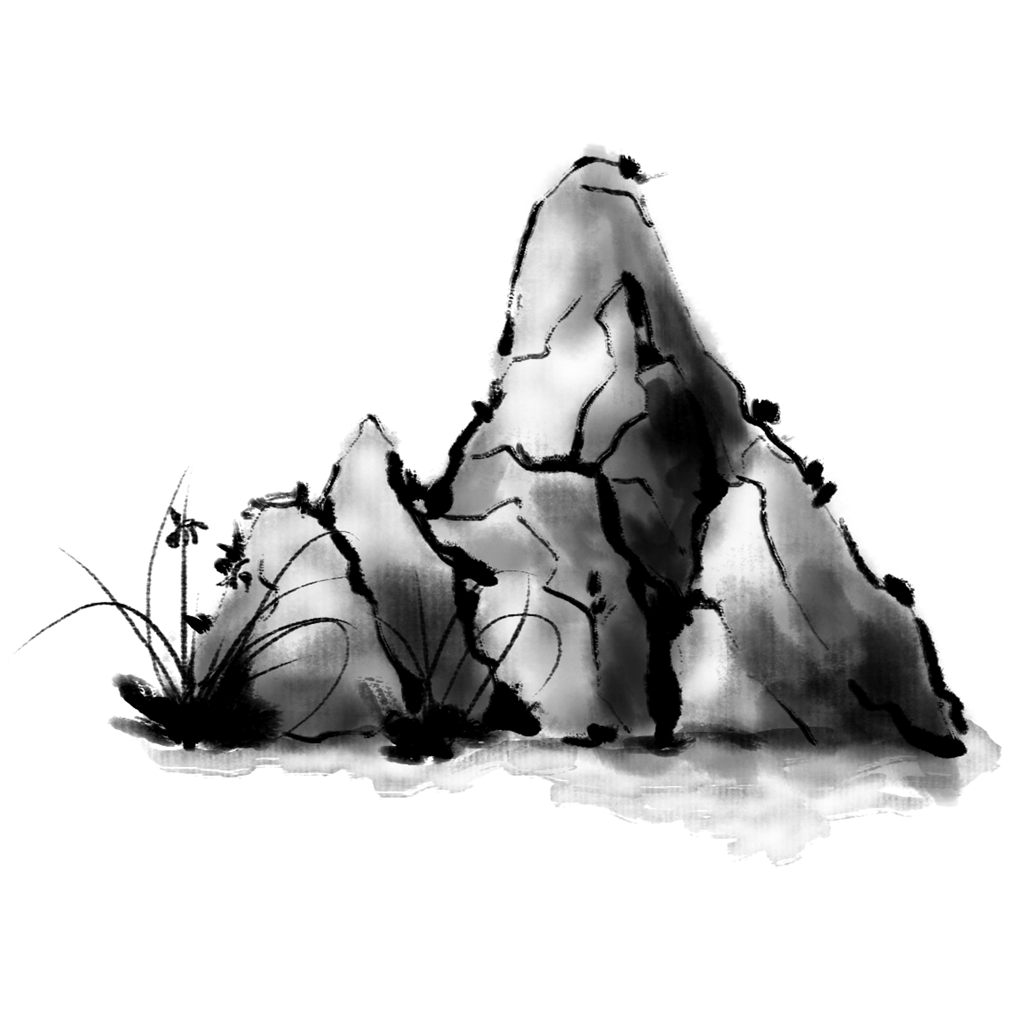 石头水墨图片