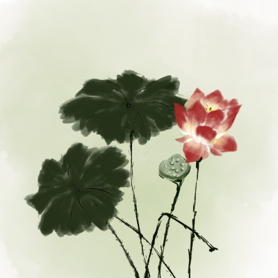 荷花水墨图片
