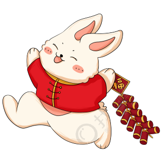 兔子鞭炮喜庆卡通