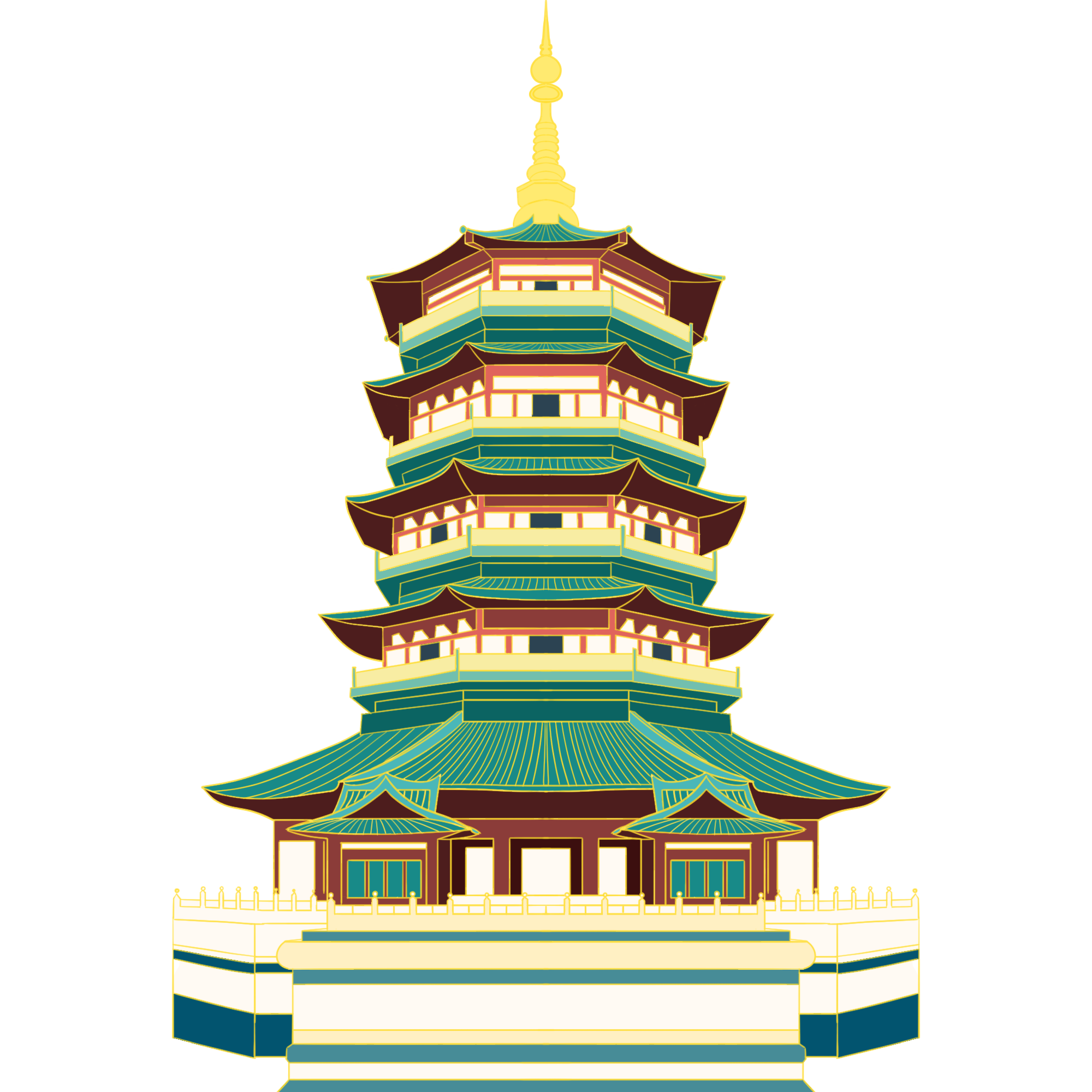 国潮建筑图片素材高清如何画？