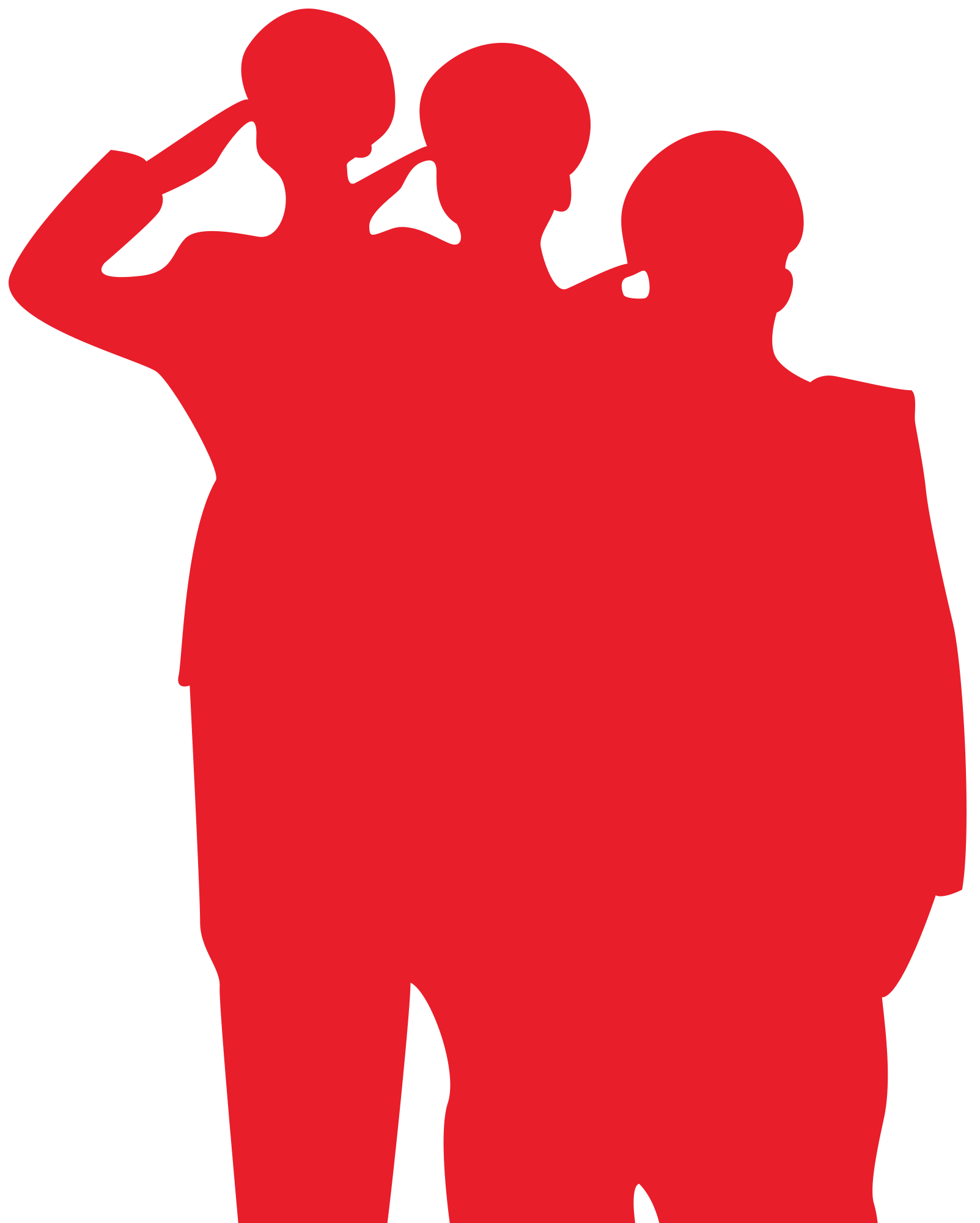 红色党政军人敬礼剪影
