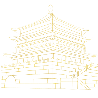 国潮手绘线条建筑图片