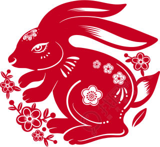 兔子花边剪纸图片