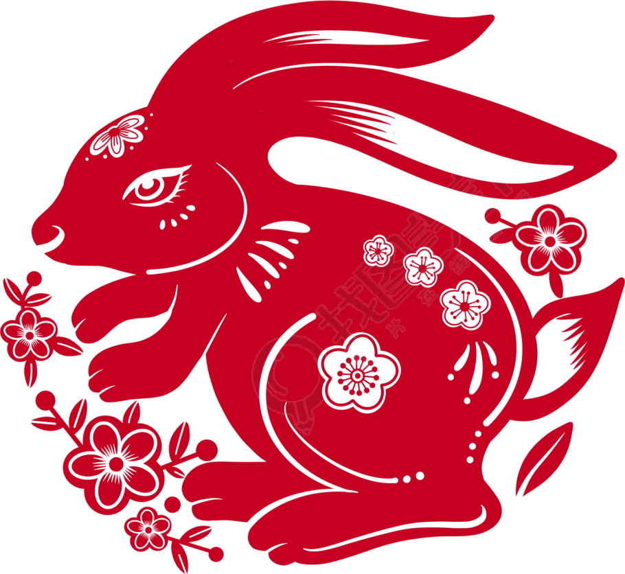 兔子花边剪纸图片