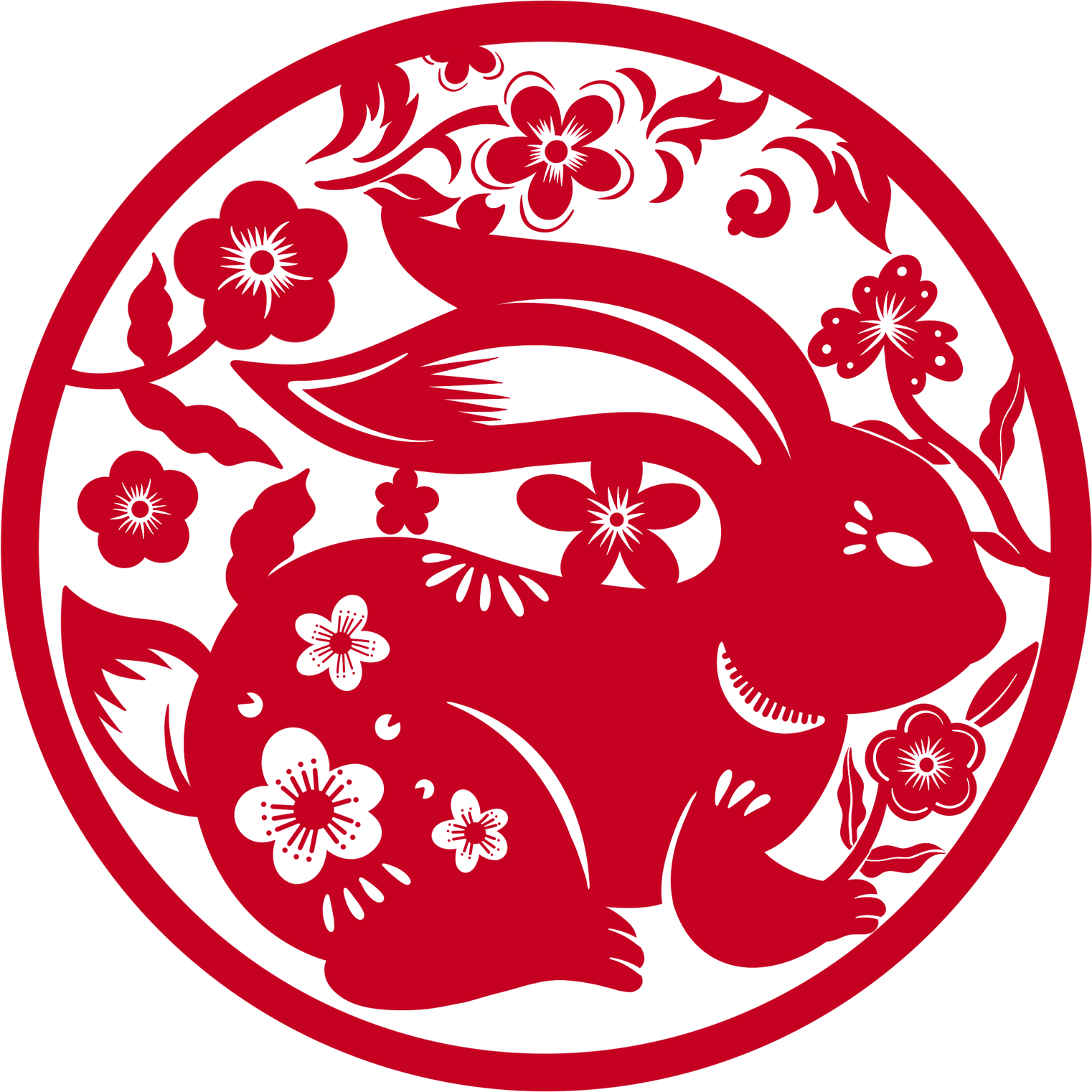 圆形兔年剪纸图片素材大全如何画？