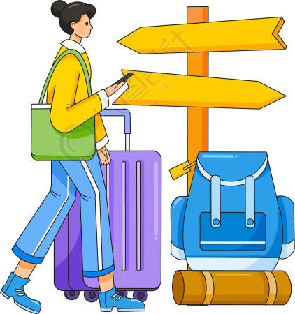 旅游出行女生指示牌图片