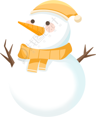 大雪冬季黄围巾卡通雪人