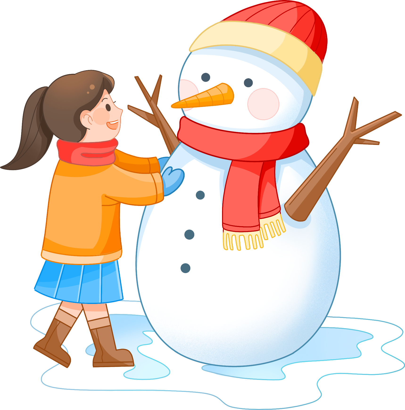 堆雪人图片绘画作品如何画？