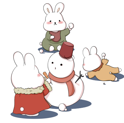 兔年小兔子打雪仗图片