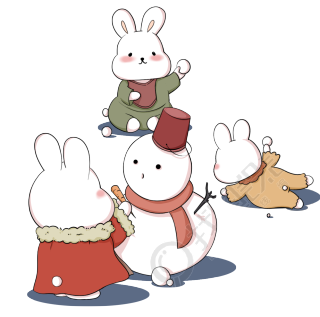 兔年小兔子打雪仗图片