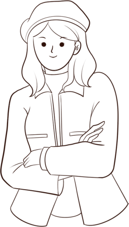 职场半身戴帽女生线稿