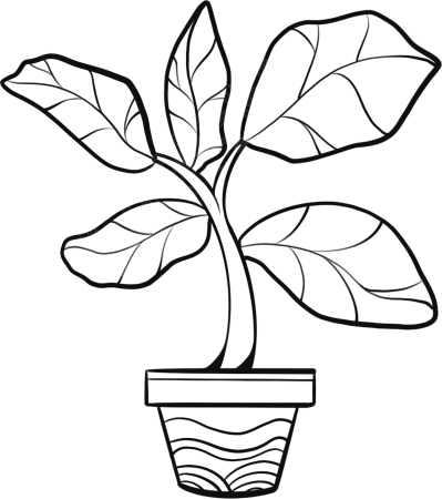 大叶子植物线条图片线稿