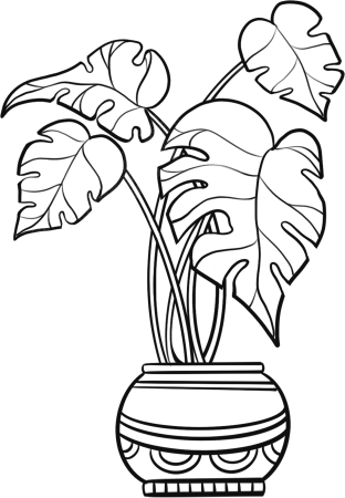 绿植大叶子植物线稿