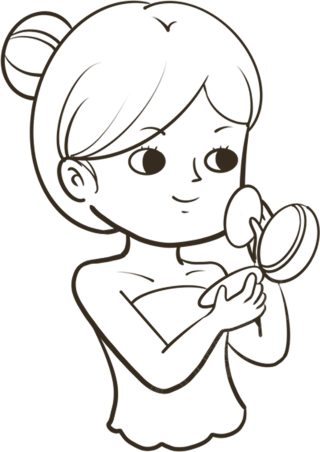 爱美化妆女生线稿
