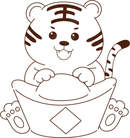 老虎元宝虎年素材线稿
