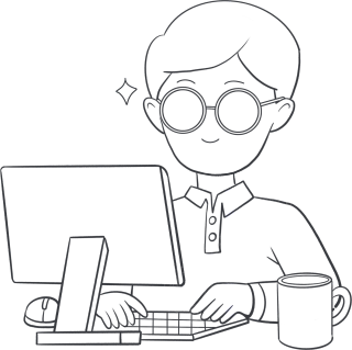 男生职业程序员线稿