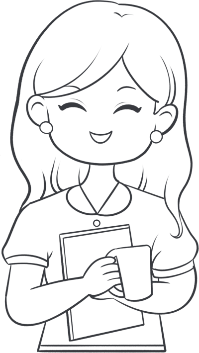 女生职业办公人事线稿