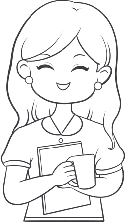 女生职业办公人事线稿