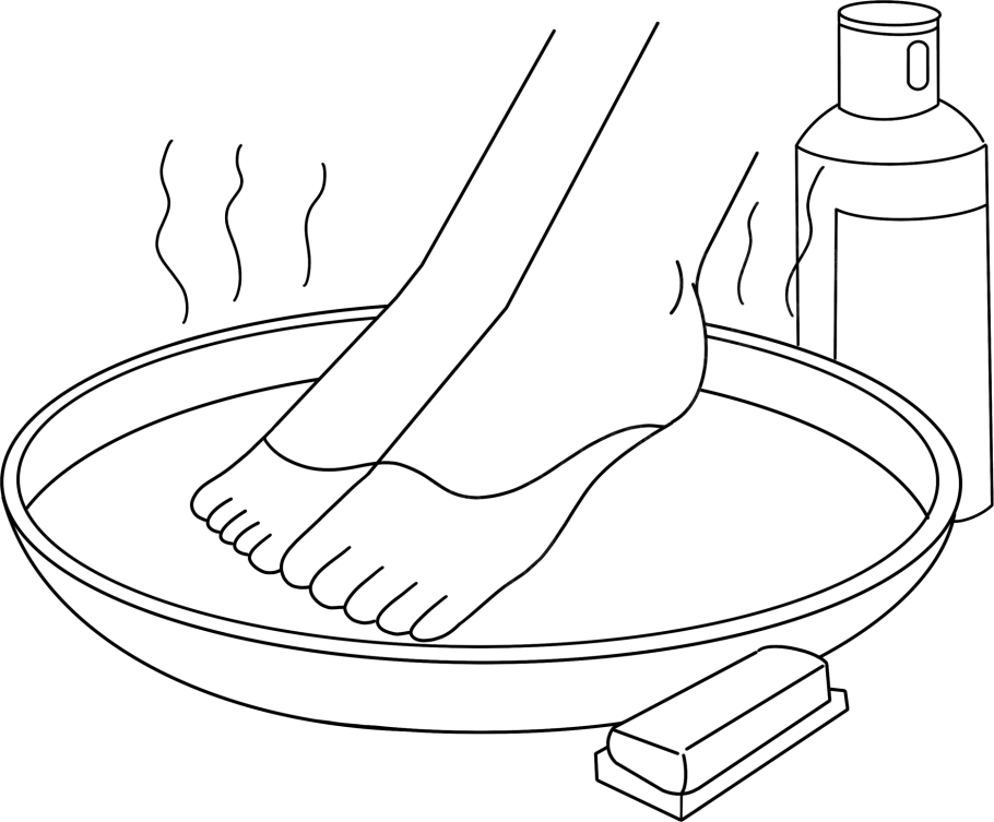 泡脚线条图片线稿