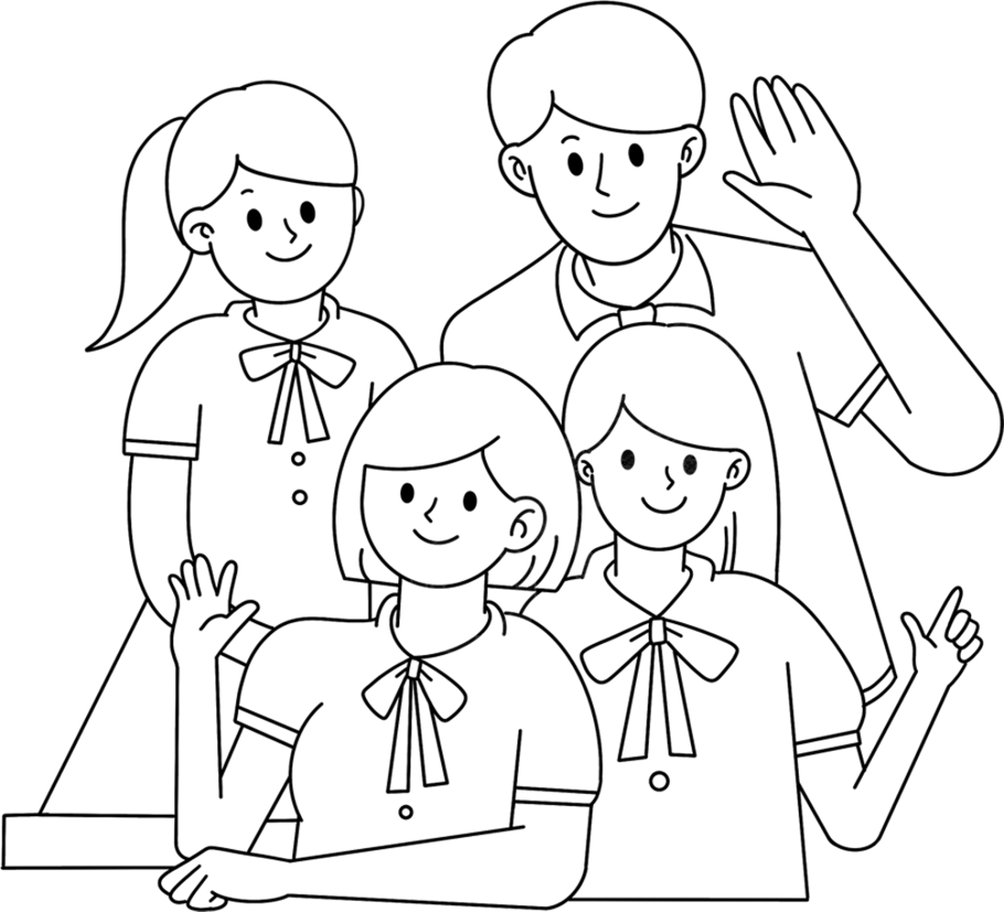 朋友同学合影线稿