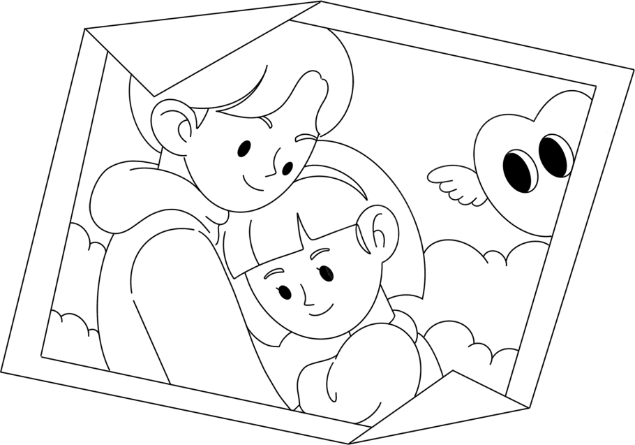 情侣合影相框线稿