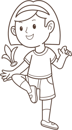 踢毽子女孩运动人物线稿