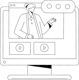 网课线上教育办公线稿