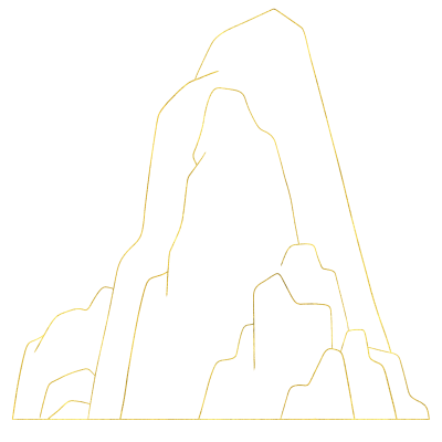 国潮山风景景色线稿