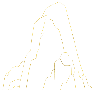 国潮山风景景色线稿