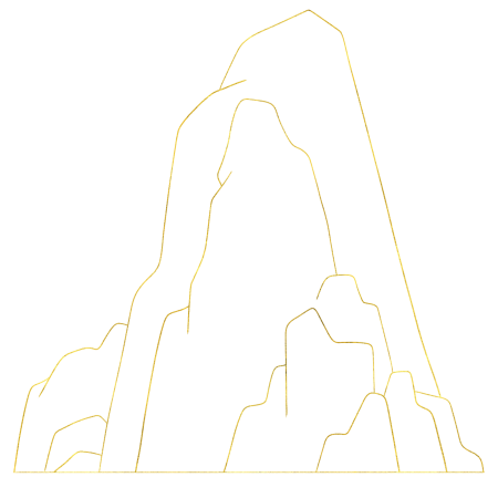 国潮山风景景色线稿