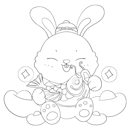 兔年新年喜庆元宝线稿