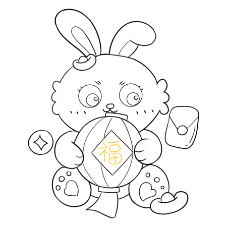 可爱兔年新年形象线稿