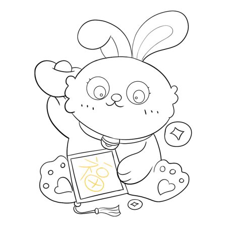 卡通兔年新年形象线稿