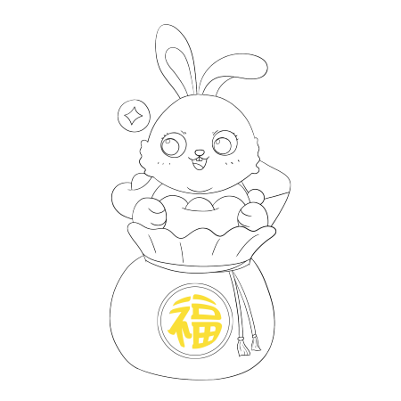 卡通兔年新年形象线稿
