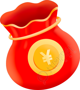 红色喜庆卡通金币福袋图片
