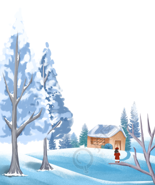 冬季下雪雪地房子图片