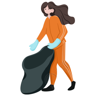 环卫工人女生收垃圾图片