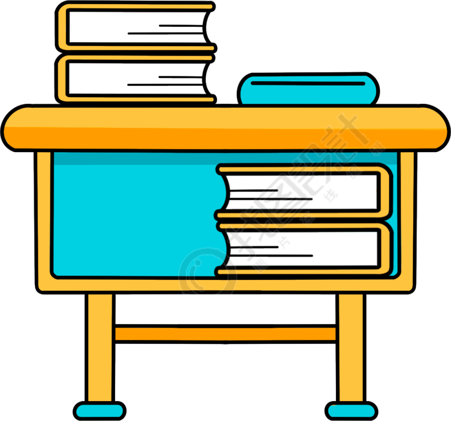 学习书桌书本堆积图片