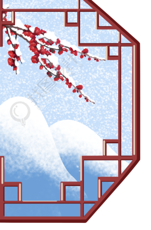 冬天窗外腊梅雪景风景图片