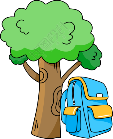 学校操场树和书包图片