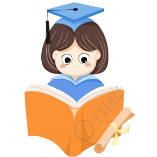 毕业季女孩头戴学位帽看书图片