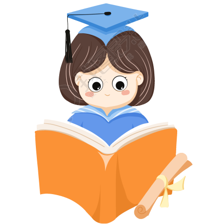 毕业季女孩头戴学位帽看书图片