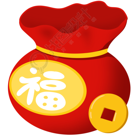 卡通红色金币福袋图片