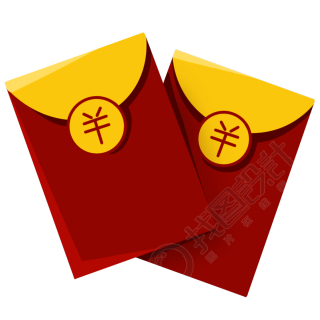 卡通红黄色红包图片