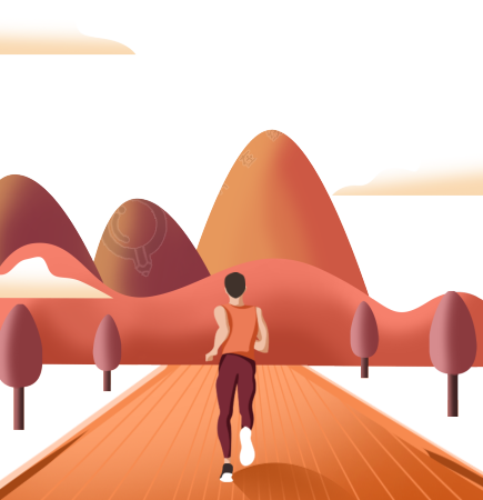男生在丛林跑步图片