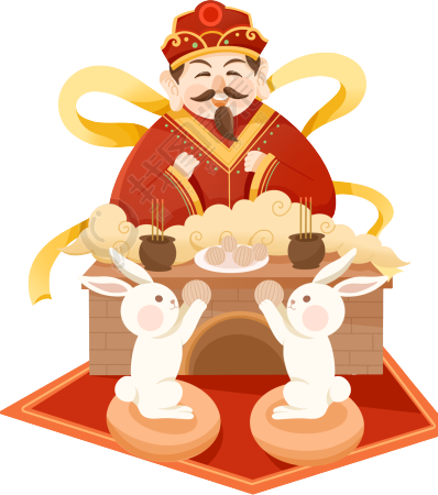 中国传统节日小年灶神兔子图片