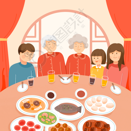 除夕团圆年夜饭喜迎春节图片