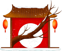 新春屋檐挂红灯笼图片
